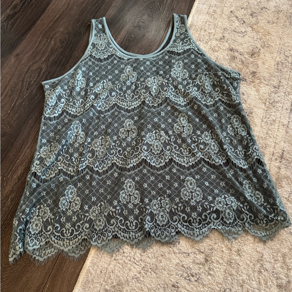 Maurices Lace Tank Top - Blue Gray